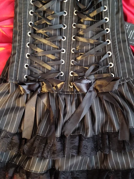 From Me 2 U Sirena Gothic Pinstripe Lace-Up Corset Dress - Picture 4 of 7
